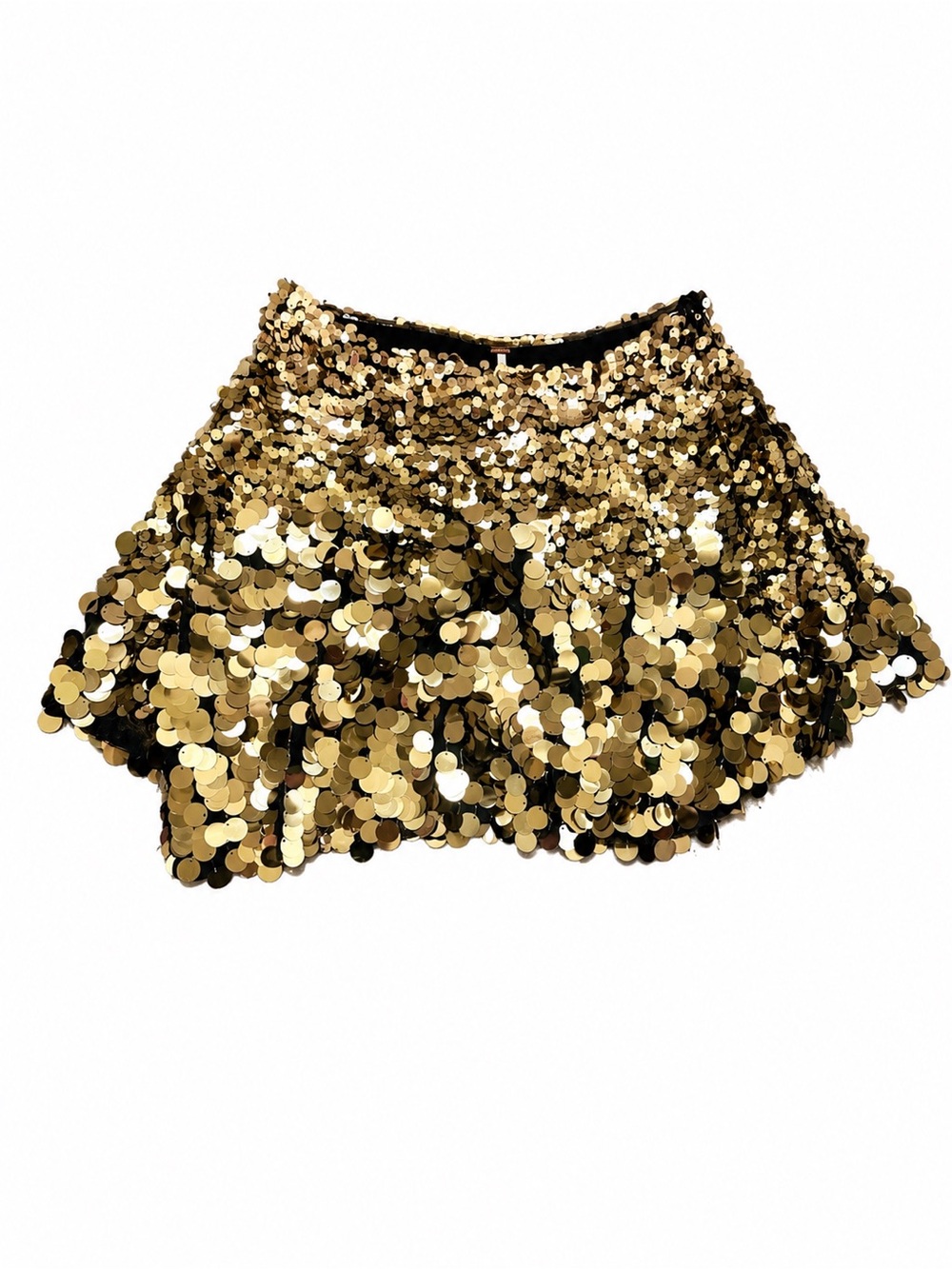 Free People Can’t Get Enough Gold Paillette Sequin Asymmetrical Mini Skirt 6